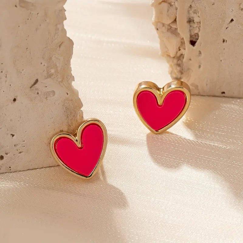Mini pendientes delicados con forma de corazón