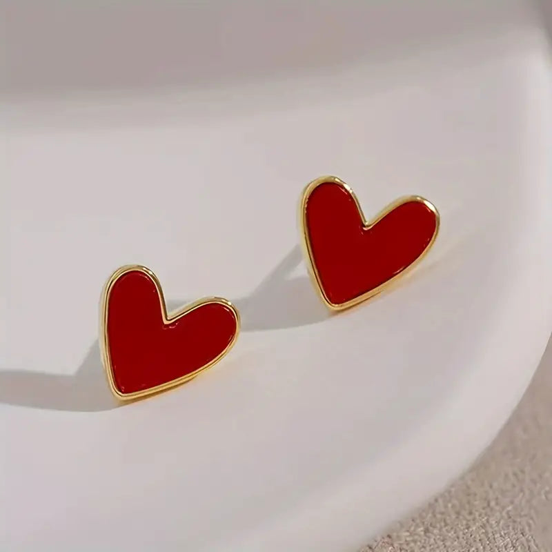 Mini pendientes delicados con forma de corazón